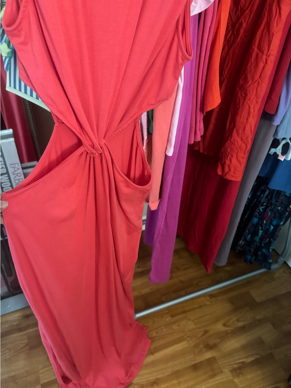 Cutout Knot Maxi Dress - Coral